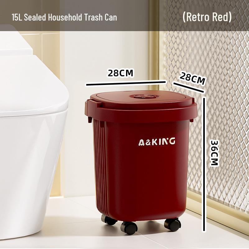 Premium Wheeled Square Trash Can with Lid - Large Capacity for Home Use in Living Room, Bedroom, Kitchen, and More