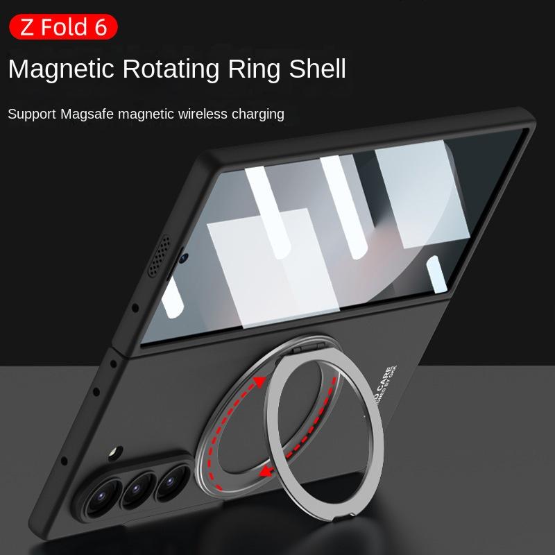 Galaxy Z Fold6 for Wireless Charging Magnetic Phone Case for Samsung Galaxy Z Fold 6 Fold 6 5G Rotating Bracket Protective Cover Holder Stand
