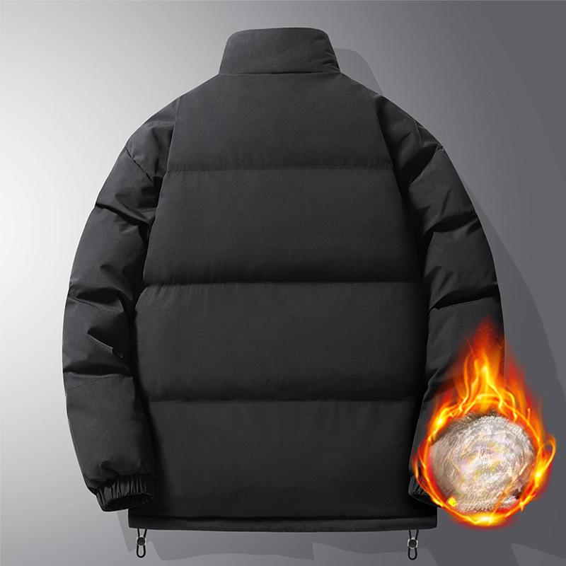 Lamb Wool Jacket Men's High-quality Velvet Thermal Stand-up Collar Cotton-padded Jacket In Winter, Youth Sports and Leisure Cotton-padded Jacket Men