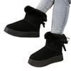 Autumn Winter Thick Bottom Fleece Lined Snow Boots Women's Butterfly Knot Fur Trim Warm Short Boots Rubber Upgraded Version