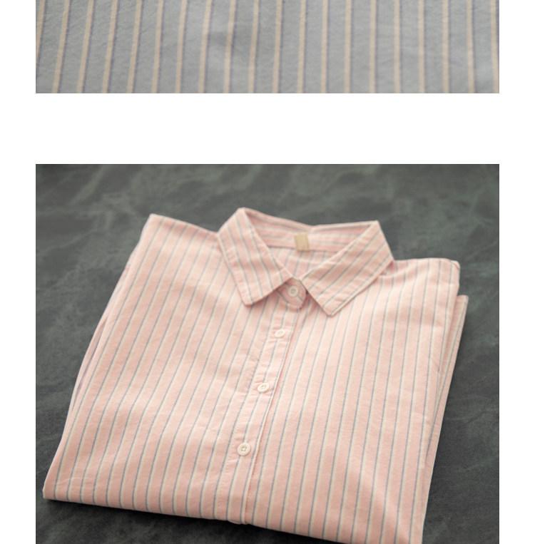 Korean-Japanese Style Striped Oxford Shirt for Women