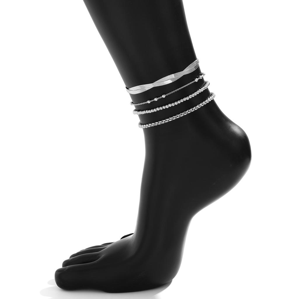 Accessories, Creative Snake Bone Chain Woven Set Anklet Women, Niche Simple Beaded Chain Foot Decoration