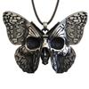 Gothic Retro Gun Black Skull Ghost Face Spotted Butterfly Pendant Necklace for Women Halloween Party Jewelry Accessories Gifts