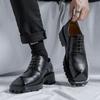 Business Leather Dress Shoe Men Cone Toe Niche Design Fashion Casual Increase Leather Shoes Male Japan Korean Streetwear Commute