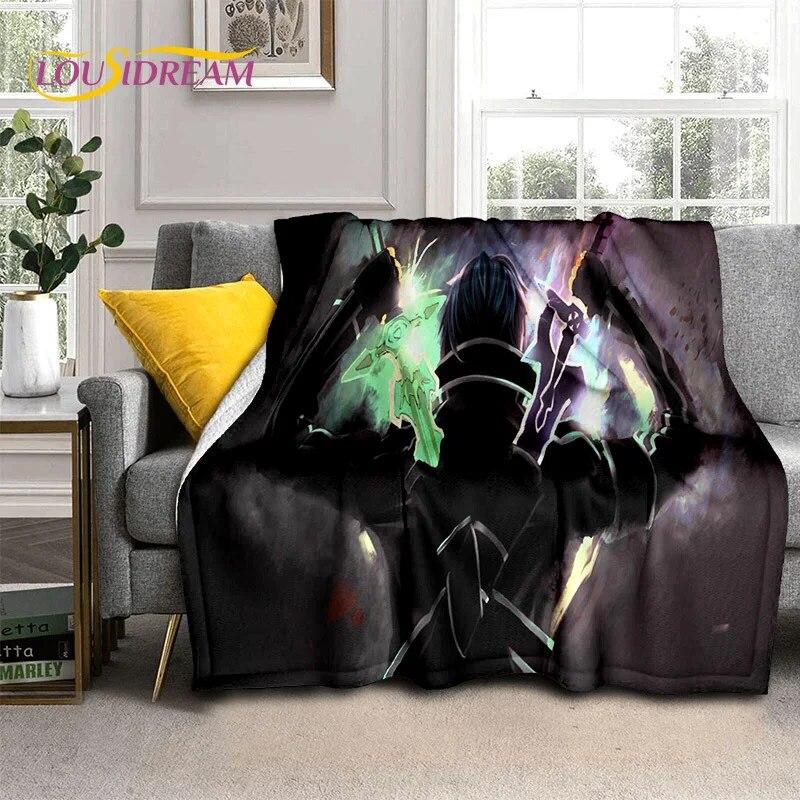 SAO Novel Cartoon Sword Art Online Decke, weiche Überwurfdecke für Zuhause, Schlafzimmer, Bett, Sofa, Picknick, Reisen, Büro, Decke für Kinder