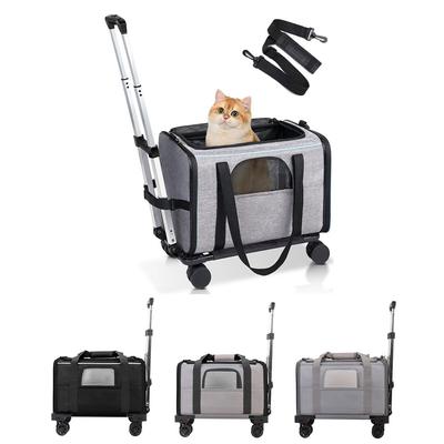 Pet Trolley Bag Detachable Rolling Carrier for Small Dogs Cats Portable Pet Travel Carrier with
