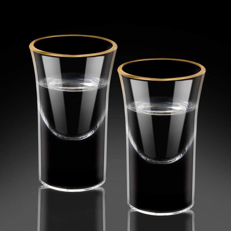 25ml Goldfolienfarbe Spirituosengläser Haushalt Kreatives Weinglas Vergoldeter Rand Tasse Weindispenser 6 Stück Schnapsglas Set Großhandel Tassen