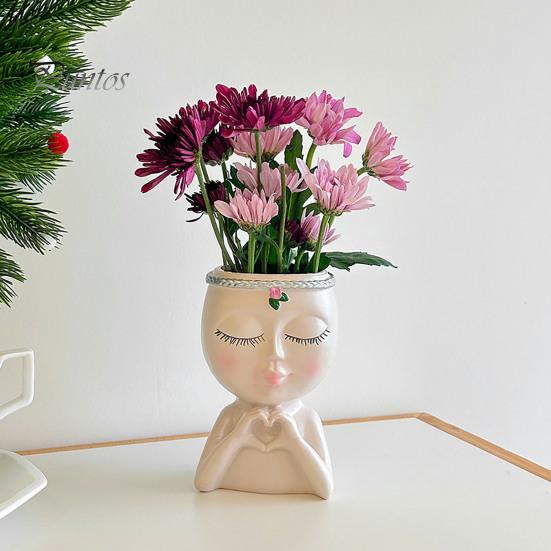 Doniczka na kwiaty w kształcie twarzy Love Style Girl Head Plant Pot Small Lady Face Planter dla sukulentów do wnętrz i na zewnątrz, centralny element biurka do salonu