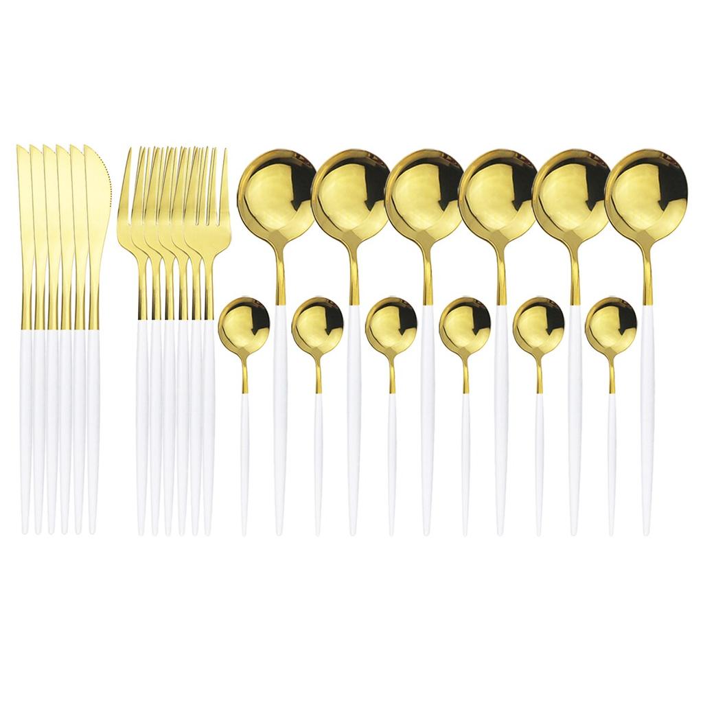 24Pcs Stainless Steel Dinnerware Cutlery Set Knives Forks Coffee Spoon Dinner Tableware Kitchen Utensils Flatware Set