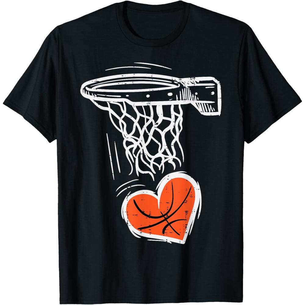 Valentines Day Basketball Heart Men Women Girls Boys Girls Toddler T-Shirt XS чёрный