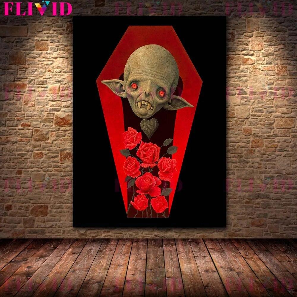 Vampire And Rose Wall Art Canvas Painting Illustration Of Ouroboros Witchcraft And Magic Poster And Print Home Decor No Frame
