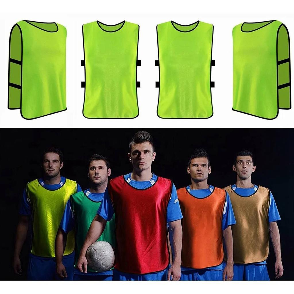 4 SZT. Kamizelka treningowa do piłki nożnej Fluorescencyjna zielona Mercerizowana tkanina Kamizelka piłkarska na zewnątrz dla dorosłych
