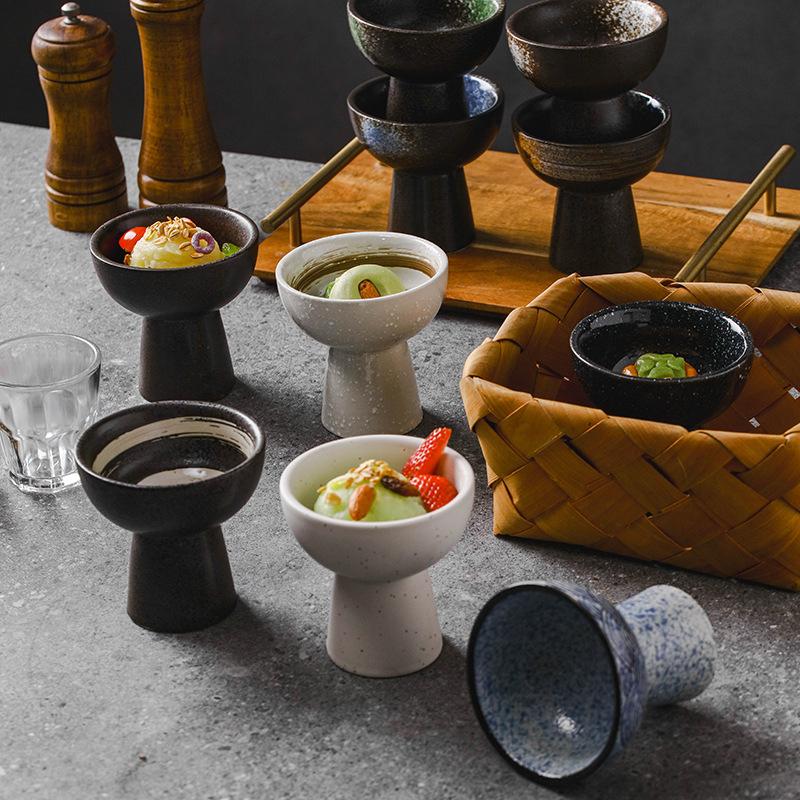 High Feet Ceramic Bowl Dessert Bowl Ice Cream Cup Dinner Plate Serving Plates Fruit Plate Salad Bowls Soup Bowl Snack Tray Dish