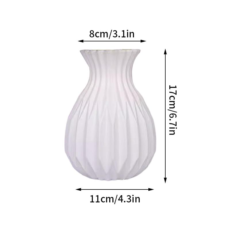 Imitation Ceramic Flower Vase Nordic Solid Color Plastic Dried Plants Vase Flower Arrangement Container Home Living Room Decor