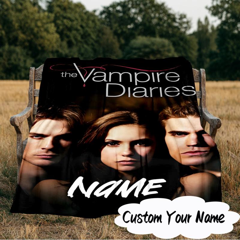 Custom Name Vampire Diaries Blanket  Ideal Bedding Blanket Perfect for Travel, Camping, Living Rooms, Offices, Sofas, Fan Christmas gift