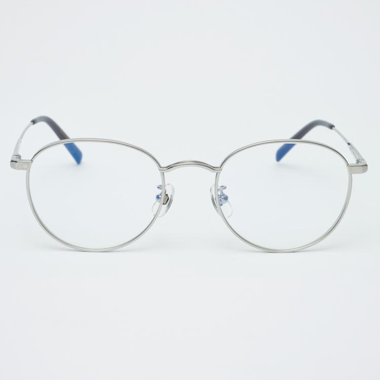 Alloaiweeo Al8401 11111G Titanium Silver Layered Bridge Eyeglass Frame Blue Light Lens Selection