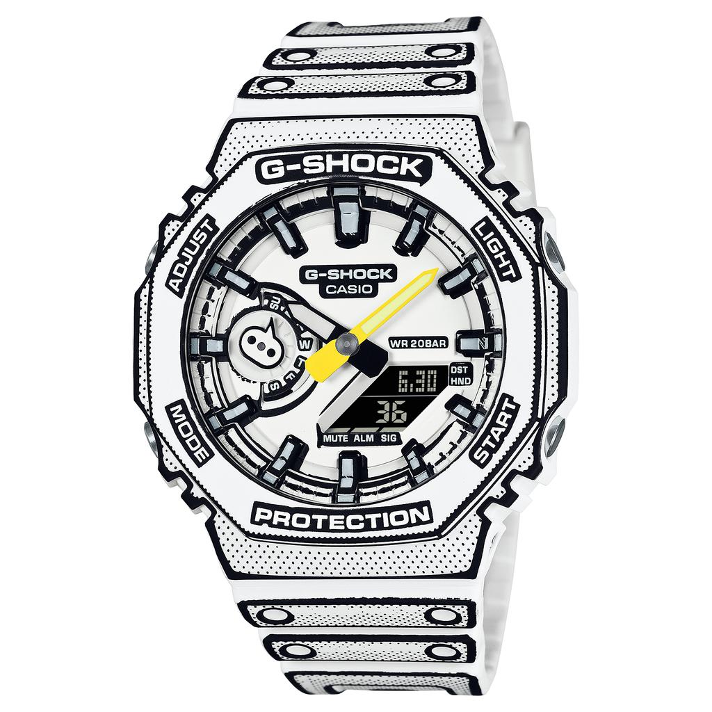 Casio Orologio da uomo G-SHOCK in resina, resistente all'acqua 200M, analogico, resistente agli urti, al quarzo, GA-2100MNG-7A