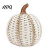 Simulated Rattan Texture Craft Faux Woven Pumpkin Ornament, Resin Decorative Figurine, Rustic Halloween Props Farmhouse Desktop Decoration for Harvest