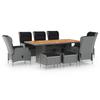 VidaXL Dining Furniture, 9 Pcs with Cushions Wicker, Light Grey