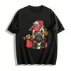 Gangster Pug Print Hip Hop Style Cool Casual Loose Fit T-Shirt Pure Cotton T-shirt