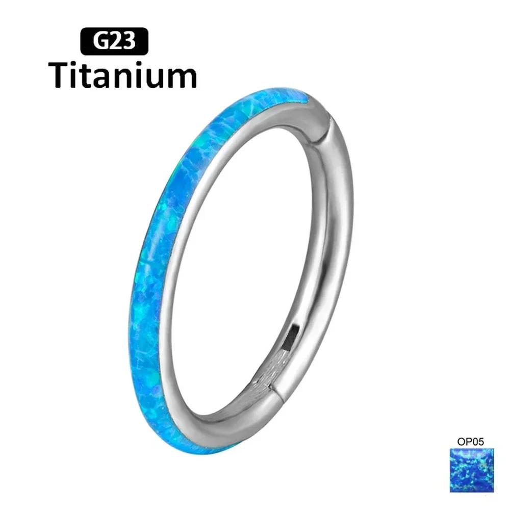 G23 Titan Frontseite Opal Nasenring 6mm - 12mm Septum Clicker Klappcreolen Ohr Knorpel Tragus Lippenpiercing