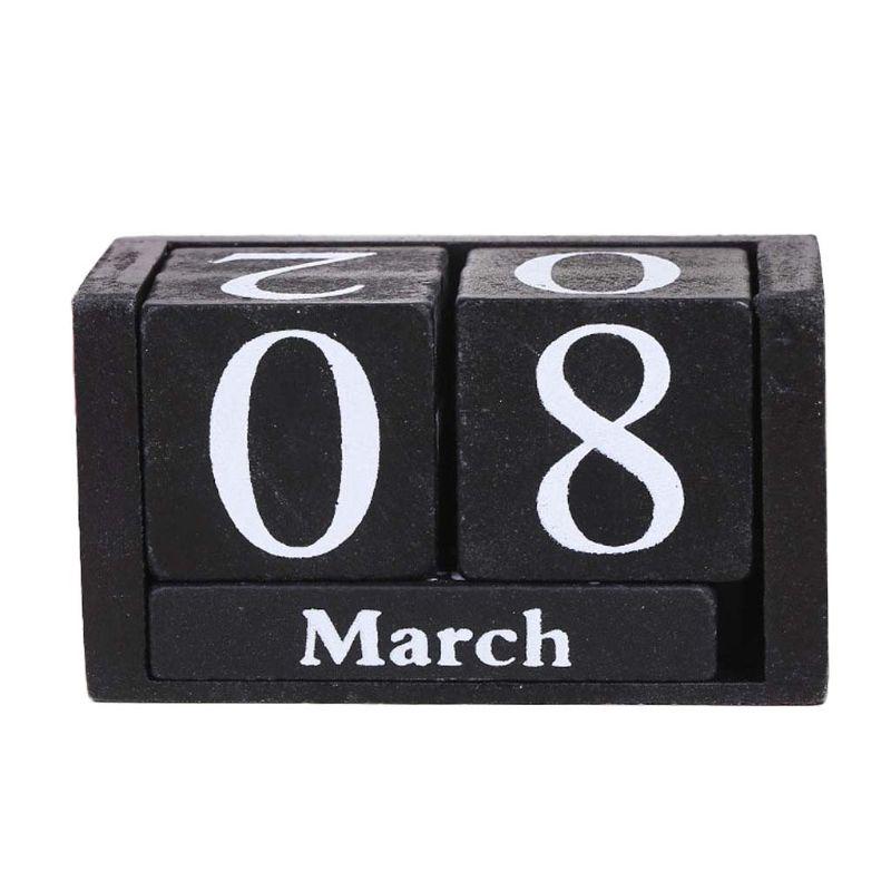 Wooden Perpetual Calendar Eternal Blocks Month Date Display Desktop Photography Props Home Decor