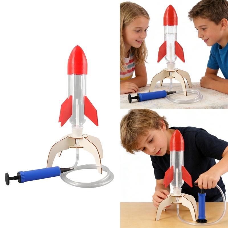 Educational DIY Water Rockets Model Launchers Science Experiment Handcraft Projects With Wooden Materials For Students