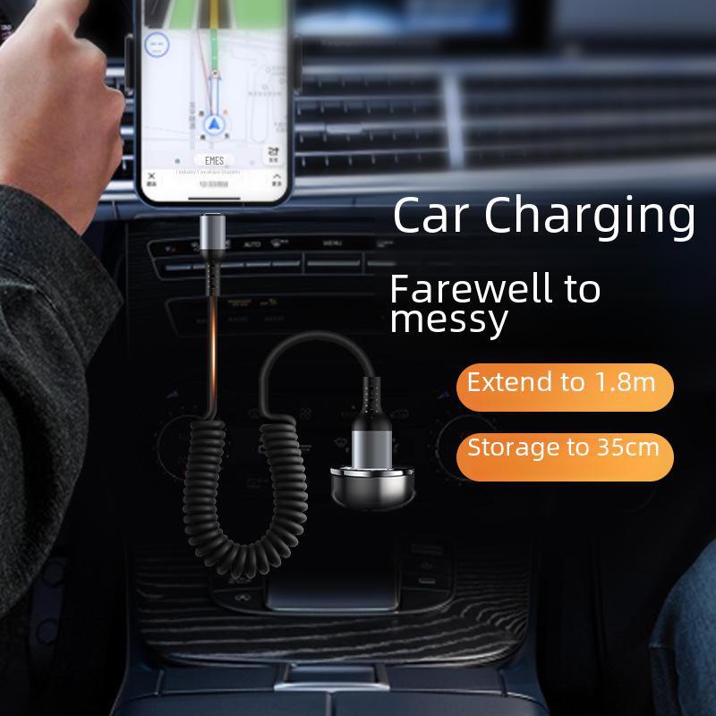 6A Kabel do CarPlay Sprężynowy Wyciskany 6A do Super Szybkiego Ładowania, Kompatybilny z Urządzeniami Huawei i Apple 14.