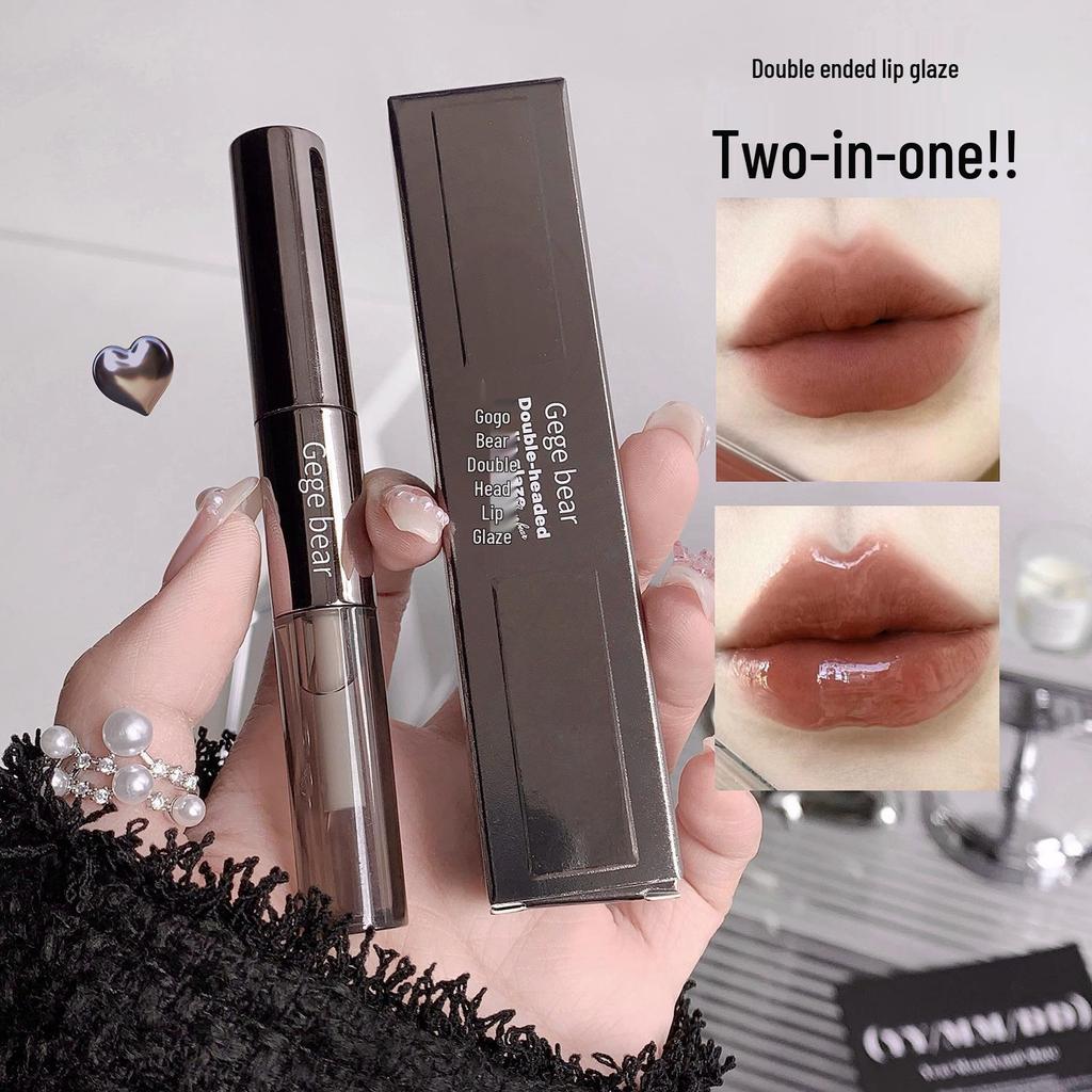 Dual-Effect Double-Headed Lip Glaze: Plump, Low-Saturation Pink Nude with Whitening Mirror Finish