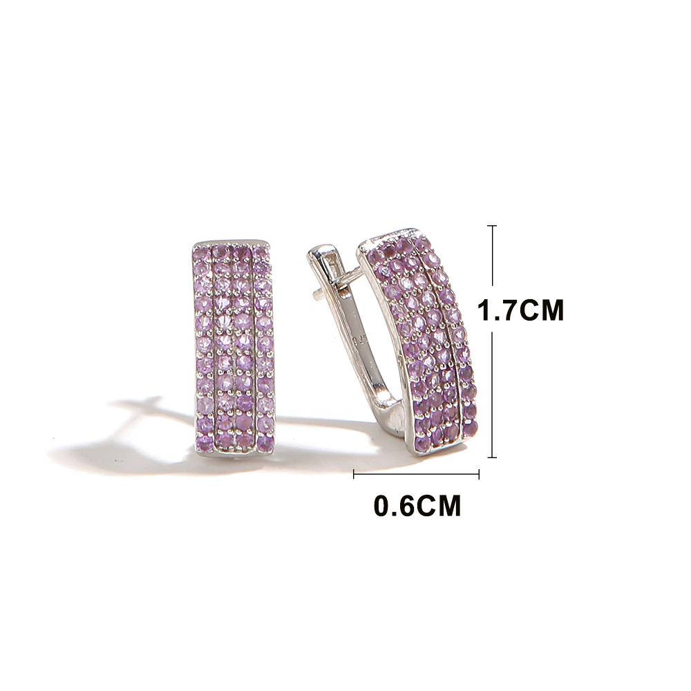 Gorgeous Silver Earrings for Women & Girls Natural Amethyst February Birthstone Light Luxury Jewelry Birthday Dating Love Gift