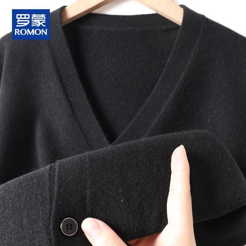 ROMON Men's 100% Cashmere V-Neck Cardigan Sweater