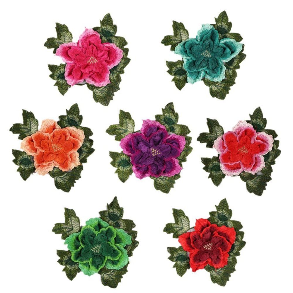 Peony Embroidery Patch Floral Embroidery Floral Applique Fashion Elegant Sewing Accessories