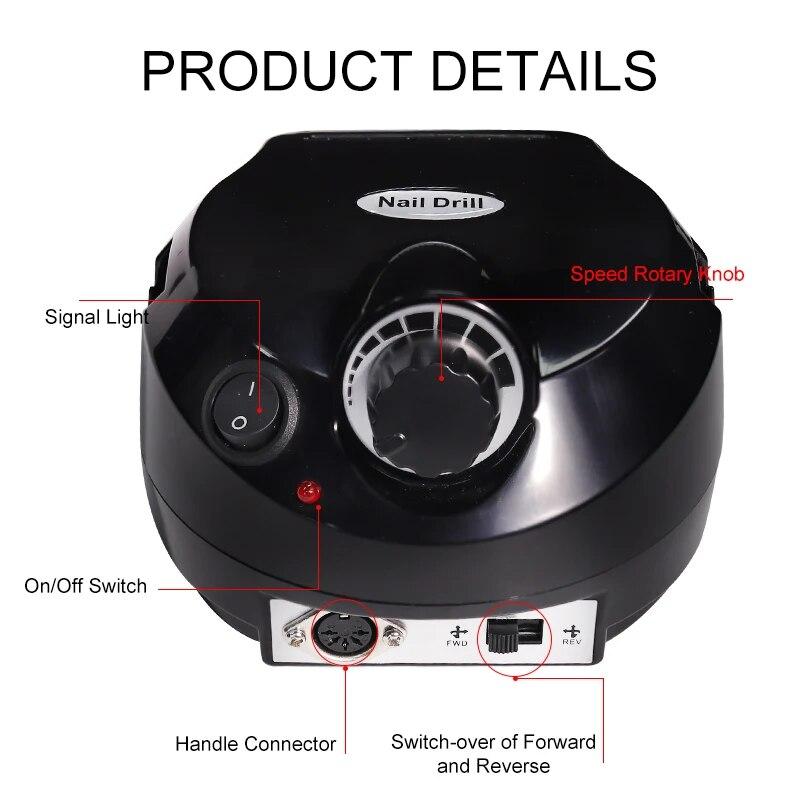 35000 RPM Máquina de Furadeira Elétrica de Unhas Conjuntos de Cortadores para Manicure Pontas de Unhas Manicure Lixa Elétrica de Unhas e Pedicure