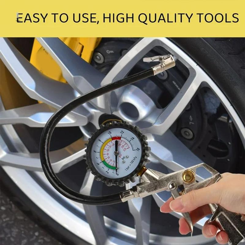 Car Motorcycle Multifunctional Tire Air Pressure Monitoring Gauge Tester Air Compressor Dial Meter Inflator Pump Tire Testing