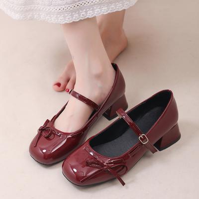 Mary Jane Sko 2025 Vår Høst Mote Grunn Rund Tå Mellomhøy Hæl Sko Damer Elegant Utendørs Enkle Pumper Zapatos De Mujer