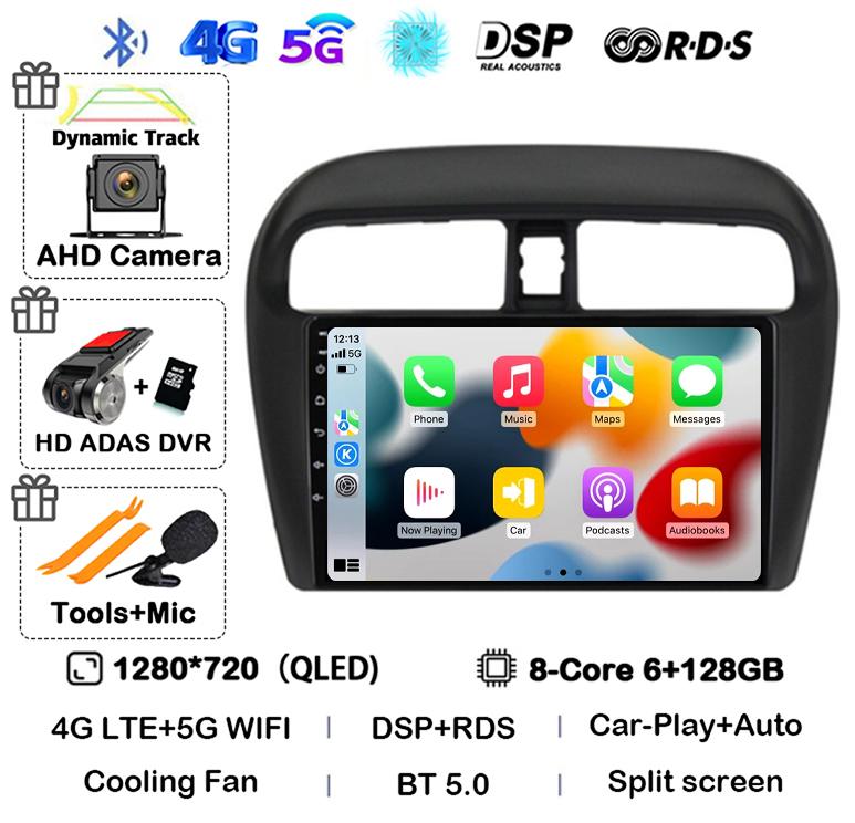 Android 14 Carplay Auto WIFI+4G For Mitsubishi Mirage Attrage 2012 - 2018 Car Radio Multimidia Video Player GPS Stereo Head Unit