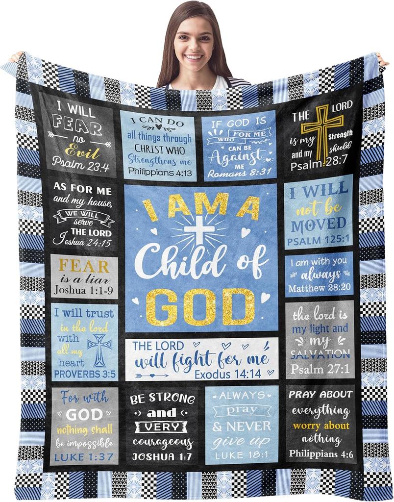 Gifts for Women Blanket I Am a Child of God Blankets Inspirational Religious Birthday Gifts Baptism Confirmation Gifts for Girls
