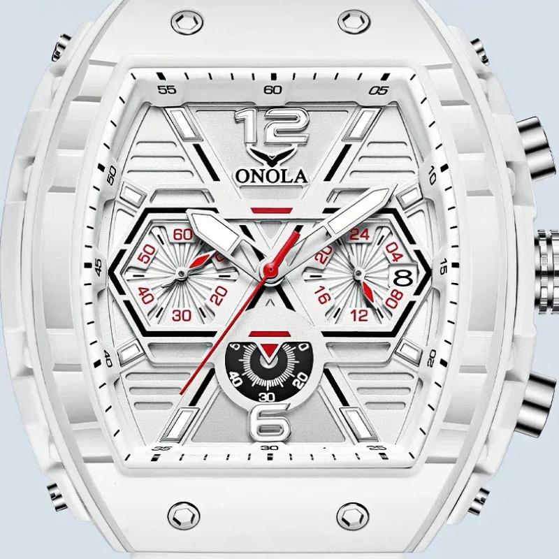 ONOLA Large Plate Design Men's Multifunctional Waterproof Quartz Watch Luminous Calendar Three Eye Timing Student Sports Watch