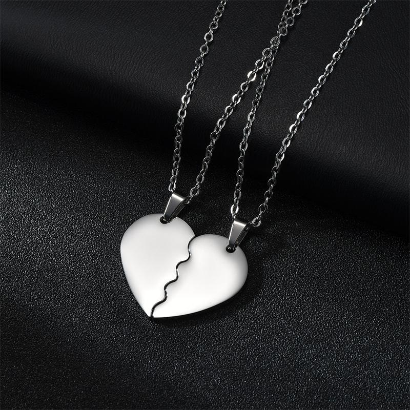 

Atoztide Fashion Lovers Pendants Engraved Name DIY Customized Stainless Steel Necklaces Double For Men Women Anniversary Gift without engrave