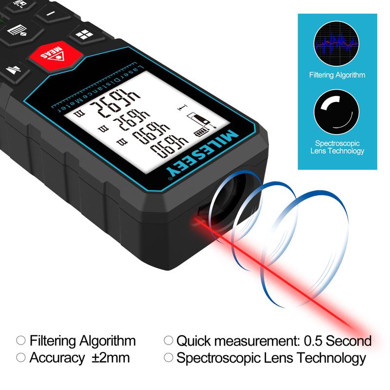 MILESEEY X5 Rechargeable Rangefinder 40M 60M 80M 100M 120M Laser Tape Measure,Trena Laser for Construction,DIY