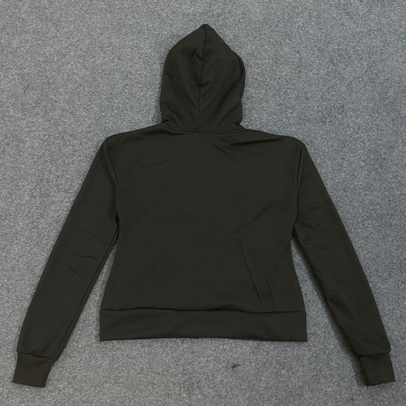 European and American Y2K Fashion Trend Drawstring Style Rhinestone Solid Color Street Hoodie