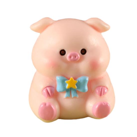 Pig Ornament Small Pink Piglet Synthetic Resin Figurine with Raincoat Yellow Duck Micro Landscape Ornament