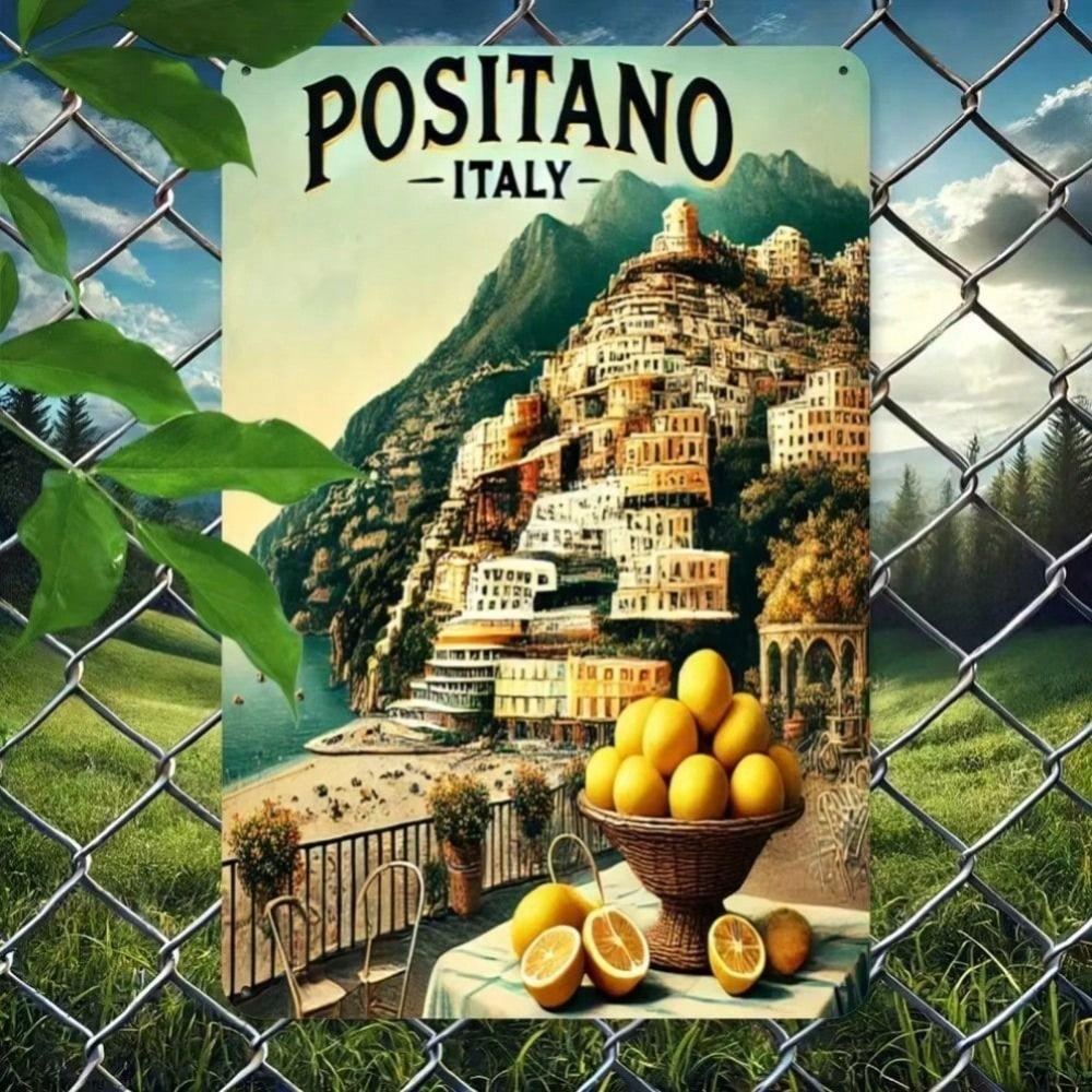 Vintage Cytrynowa Positano Metalowa Sztuka Ścienna do Wystroju Kuchni