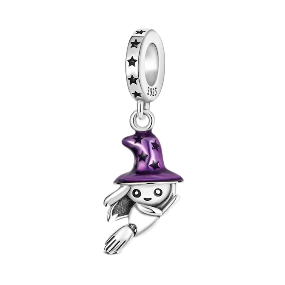 S925 Silver Halloween Witch Skull Pendant Necklace Gothic Jewelry For Women