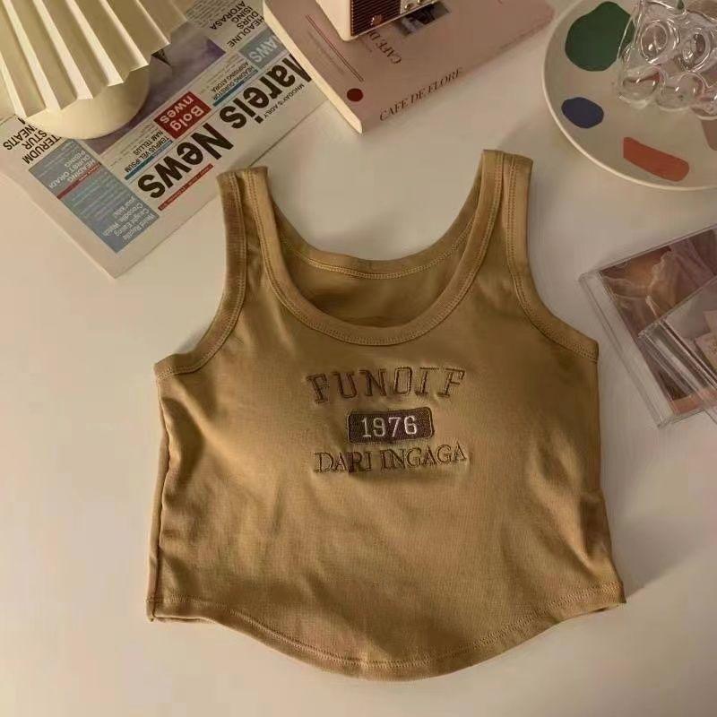 With Breast Cushion Embroidery New Style Camisole Female Summer Niche Design Sense Outside To Wear Inside A Thin Sleeveless Blouse Female
