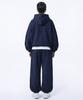 Prinoar [Set] String Oversized Two-Way Zip-Up Hoodie + Single-Pleat Wide Pants - Navy