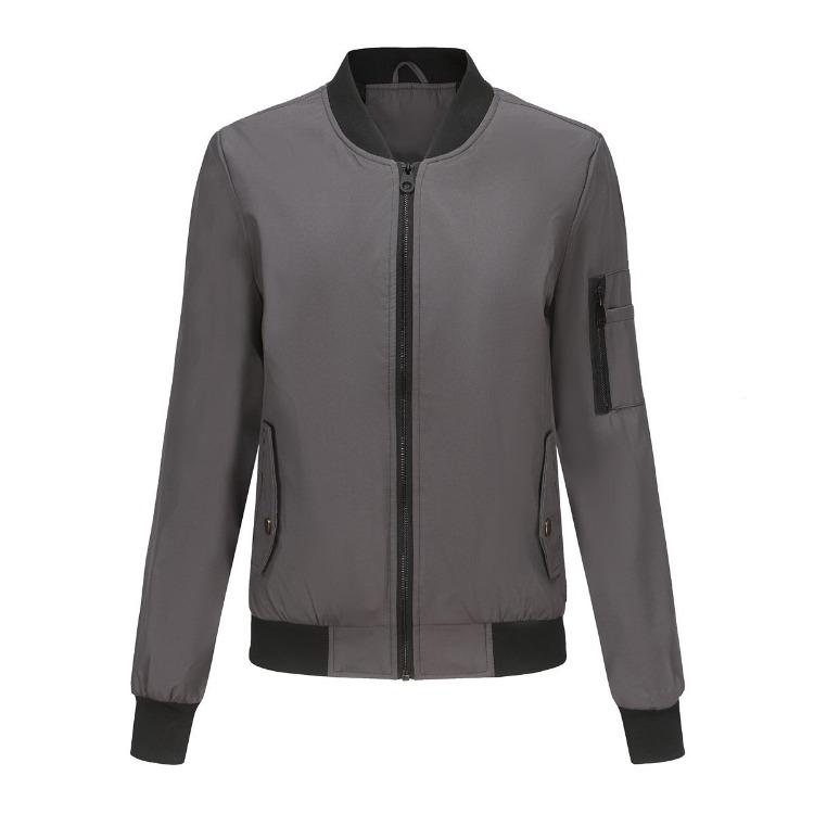 Women Bomber Jacket Spring Autumn Thin Topcoat Loose Flight Jacket Long Sleeves Baseball Collar Zipper Outer Wear