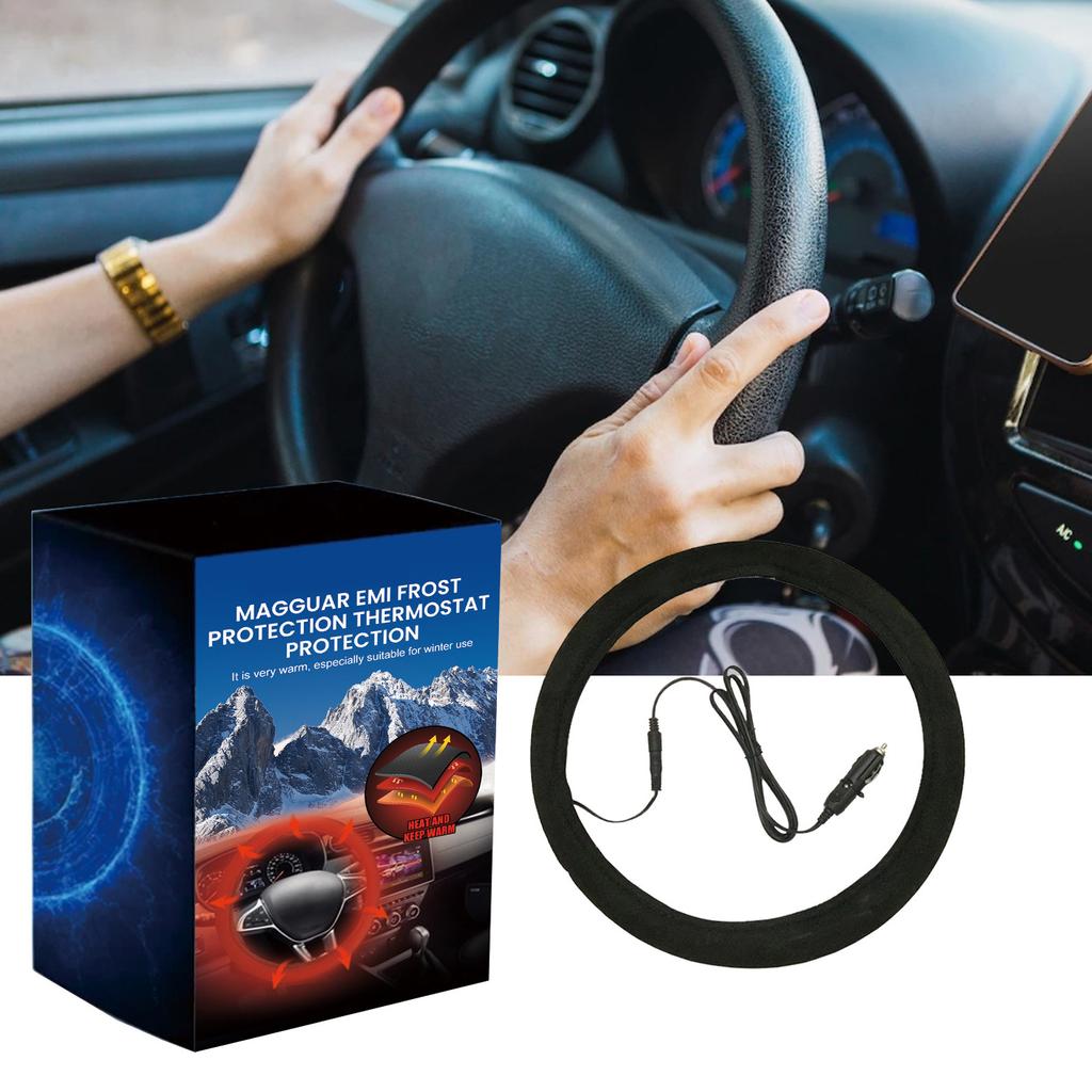 Leather Steering Wheel Cover Fast Heating Adapt Fit Car Steering Wheel Cover Against Slip Soft Fabric for Vehicle