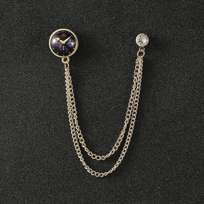 Elegant Crown Chain Brooch - Trendy European & American Lapel Accessory for Suits