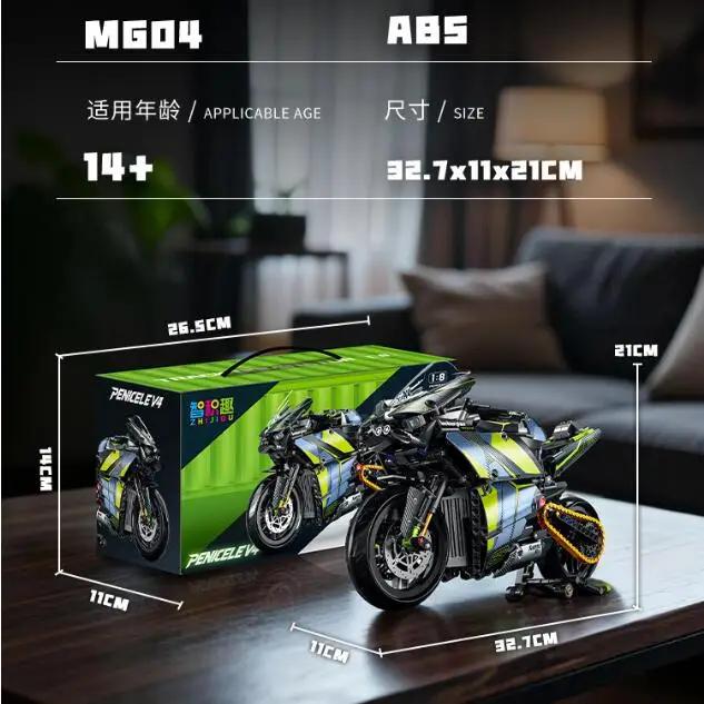 Adult Classic 1:8 Motorbike High-Tech Model Building Blocks Set Unique Motorcycle Bricks Toy Gift for Vehicle Enthusiasts